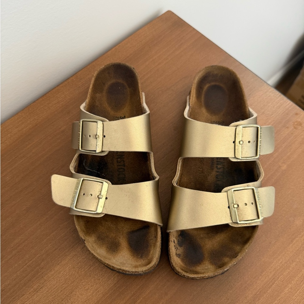 BIRKENSTOCK Gold Sandals, 39, 8